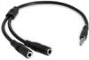 StarTech 3.5mm Audio Extension Cable - Slim Audio Splitter Y Cable and Headphone Extender - Male to 2x Female AUX Cable (MUY1MFFS)