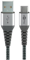 Goobay 49296, goobay USB 2.0 A/USB C Kabel 1,0 m schwarz, grau, 1 St. schwarz/grau