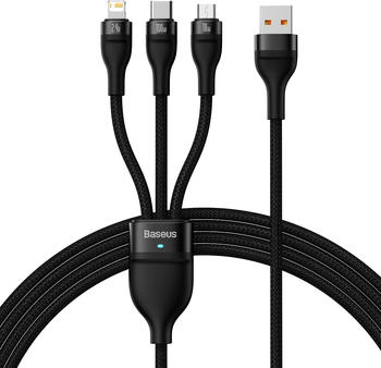 Baseus Flash Series II USB-A auf USB-C / Lightning / MicroUSB Schwarz