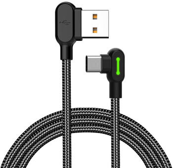 McDodo USB-A auf USB-C-Kabel 90° abgewinkelt, LED-Anzeige, 1,8 m, schwarz