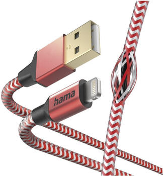 Hama Ladekabel Reflective USB-A - Lightning 1,5m Nylon Rot