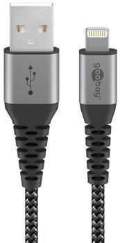 Goobay Lightning auf USB-A Textilkabel spacegrau 1m