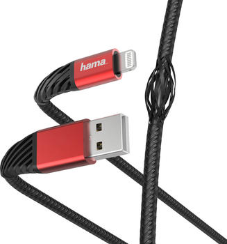 Hama Lade- / Datenkabel "Extreme", USB-A - Lightning, 1,5 m, Schwarz / Rot