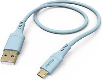 Hama Ladekabel "Flexible", USB-A - Micro-USB, 1,5 m, Silikon, blau
