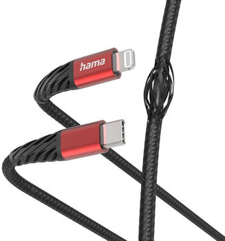 Hama Ladekabel "Extreme", USB-C - Lightning, 1,5 m, Nylon, Schwarz / Rot