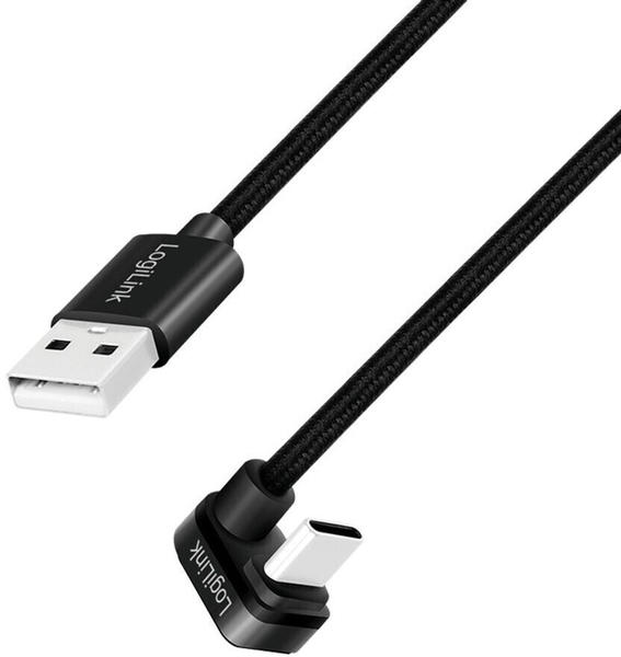 LogiLink USB 2.0 Typ-C Kabel CU0192, USB-A, Alu, schwarz, 2 m