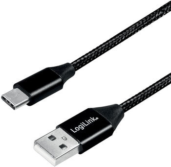 LogiLink CU0140 1m USB C Kabel Ladekabel Datenkabel Stoff USB A -> C Type-C schwarz