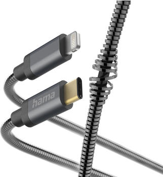 Hama Ladekabel "Metall", USB-C - Lightning, 1,5 m, Metallmantel, Anthrazit