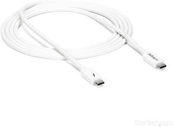 StarTech 20Gbps Thunderbolt 3 Cable - 6.6ft/2m - White - 4k 60Hz - Certified TB3 USB-C to USB-C Charger Cord w/ 100W Power Delivery (TBLT3MM2MW), 6 ft/2 m (20 Gbps)