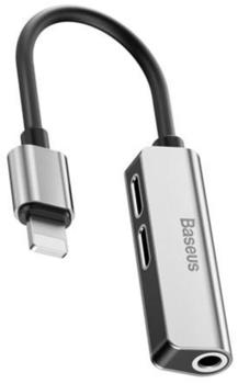 Baseus L52 Audio Adapter Lightning to Mini Jack 3.5mm,2x Lightning (Silver)