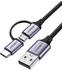 Ugreen 2-in-1 USB-A to USB-C/micro USB Kabel 2,4A 1m Schwarz