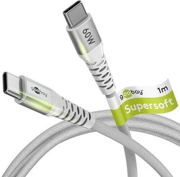 Goobay USB-C Supersoftes Textilkabel mit Metallsteckern, weiß 1m