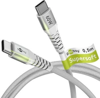 Goobay USB-C Supersoftes Textilkabel mit Metallsteckern, weiß 0,5m