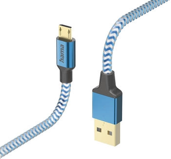 Hama 00201555 Ladekabel "Reflective", USB-A - Micro-USB, 1,5 m, Nylon, Blau