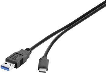 Renkforce USB-Kabel - USB Typ A (M) zu USB-C (M) - USB 3.1 - 12 V - 3 A - 1 m - rund - Schwarz