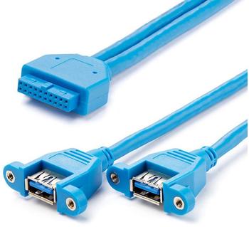 StarTech .com 2 Port Panel Mount USB 3.0 Cable - USB A to Motherboard Header Cable F/F (USB3SPNLAFHD)