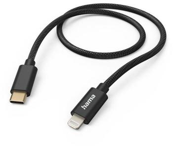 Hama Fabric USB 2.0 C Plug - Lightning Plug to Charge (480 Mbps Nylon 3A Gold Plated 1.5 m) Black
