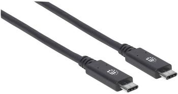 Manhattan USB-C to USB-C Cable 1m Male to Male Black 10 Gbps (USB 3.2 Gen2 aka USB 3.1) 5A (super fast charging) SuperSpeed+ USB Lifetime Warranty Polybag