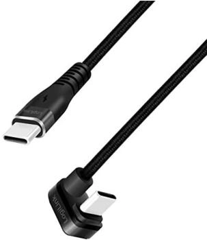 LogiLink USB 2.0 Type-C Connector Cable - USB C Male (180° Angled) to USB-C Male (Straight) - Black - 3m