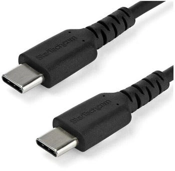 StarTech 1m USB C Charging Cable - Durable Fast Charge & Sync USB 3.1 Type C to USB C Laptop Charger Cord - TPE Jacket Aramid Fiber M/M 60W Black - Samsung S10 S20 iPad Pro MS Surface (RUSB2AC1MB)