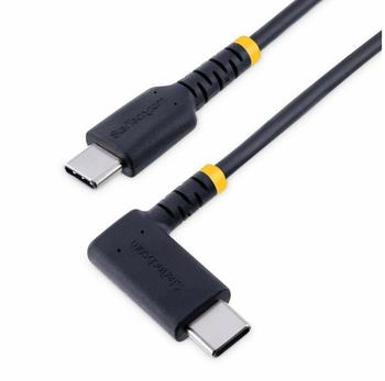 StarTech 1ft (30cm) USB C Charging Cable Right Angle - 60W PD 3A - Heavy Duty Fast Charge USB-C Cable - USB 2.0 Type-C - Rugged Aramid Fiber - USB Charging Cord (R2CCR-30C-USB-CABLE)