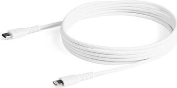 StarTech 2m USB C to - Durable White USB Type C to Lightning Connector Fast Charge & Sync Charging Cord Rugged w/Aramid Fiber Apple MFI Certified iPhone 11 iPad Air (RUSBCLTMM2MW)