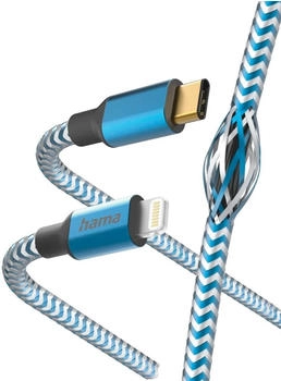 Hama Ladekabel "Reflective", USB-C - Lightning, 1,5 m, Nylon, Blau (00201561)