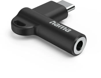Hama Aux-Adapter USB-C - 3,5-mm-Klinke-Buchse, 90° Winkelstecker, Schwarz (00201701)