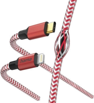 Hama Ladekabel "Reflective", USB-C - Lightning, 1,5 m, Nylon, Rot (00201562)