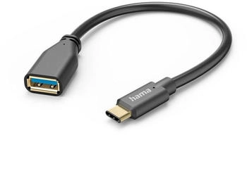 Hama USB-Adapterkabel, OTG, USB-C-Stecker - USB-A-Buchse, 15 cm, Schwarz (00125105)