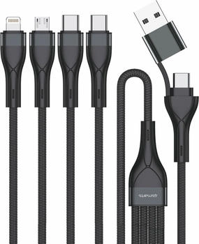 4smarts USB-C/A Multi-Ladekabel 4in2 1,2m, schwarz