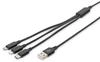 DIGITUS 3-in-1 Ladekabel Kurz (0,15m) – Lädt USB-C, Micro-USB & Lightning