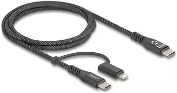 DeLock USB Kabel 2 in 1 USB Type-C zu USB Type-C / Lightning 1 m (81170)