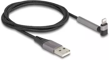 DeLock Daten- und Ladekabel USB-A zu Lightning 90° Schwarz/Grau (85404)