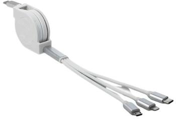 DeLock 3in1 USB-C Aufrollladekabel für Micro-USB/Lightning/USB-C 0,98 m weiß (85844)