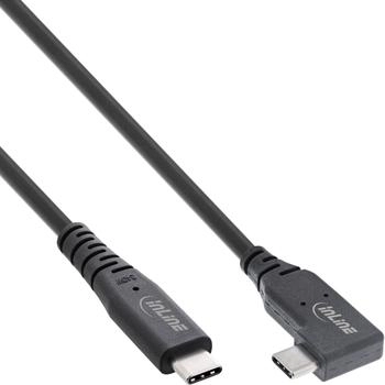 InLine USB4 Kabel, USB-C einseitig gewinkelt, PD 240W, 40 Gb/s, 8K60Hz, TPE schwarz, 0,5m (35916I)