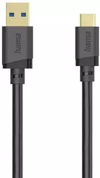 Hama USB-Kabel, USB-A-Stecker USB-C-Stecker, USB 3.2 Gen1, 5 Gbit/s, 0,75 m Schwarz (00202005)