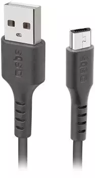 SBS Mobile USB auf Micro-USB Kabel 2m, schwarz (TECABLEMICRO2K)