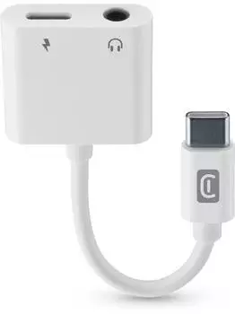 Cellular Line Sound & Charge USB-C auf 3,5mm Klinke Adapter, wei&szlig; (SOUNDCHARGE35W)