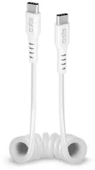 SBS Mobile Spiralkabel USB-C auf USB-C 1m, wei&szlig; (TECABLETYPCCS1W)