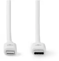 Nedis CCGL39650WT10, 1 m, Lightning, USB C, M&auml;nnlich, M&auml;nnlich, Wei&szlig;