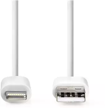 Nedis Lightning-Kabel USB-A auf 8-Pin USB 2.0 2m wei&szlig; (CCGL39300WT20)