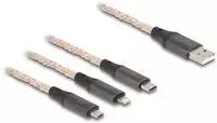 DeLOCK USB RGB Ladekabel 3 in 1 Typ-A zu Lightning / Micro USB / USB Type-C...