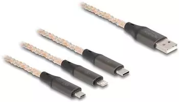 DeLock 3-in-1 Ladekabel USB-A zu USB-C/Micro-USB/Lightning 1,2m (88158)