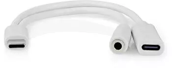 Nedis USB-C-Adapter auf USB-C / 3,5mm Buchse, USB 2.0, 0,1m, wei&szlig; (CCGB64922WT01)