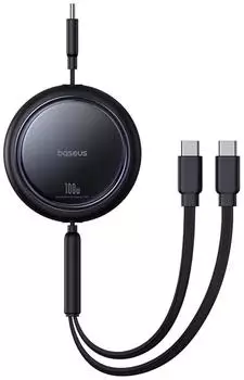 Baseus 2x USB-C Kabel, einziehbar, 100W, schwarz (KBL-218329)
