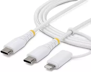 StarTech USB-C auf Lightning Kabel, geflochten, 2m, wei&szlig; (2M-U2-LNTC-CABLE)