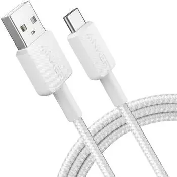 Anker 322 USB-A auf USB-C Kabel, geflochten, 1,8m, wei&szlig; (A81H6G21)