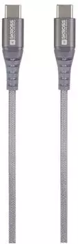 Skross USB-Kabel USB-C auf USB-C 2.0, Stoff-Ummantelung, 1,20m, spacegrau (SKCA0017C-C120CN)