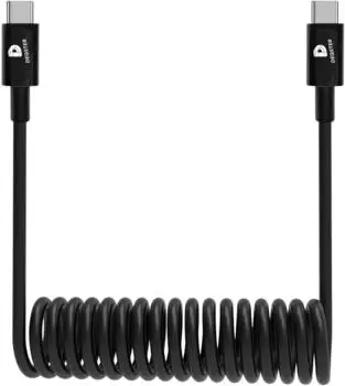 Deqster Spiral-Ladekabel USB-C auf USB-C, schwarz (50-736669)